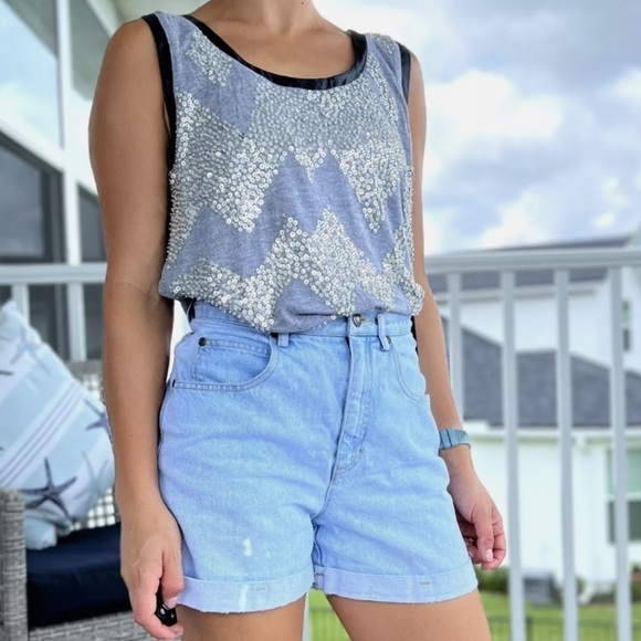 Line & Dot Tops - Revolve Line & Dot NWT Beaded Faux Leather Trim Tank Women's VARIOUS SIZES